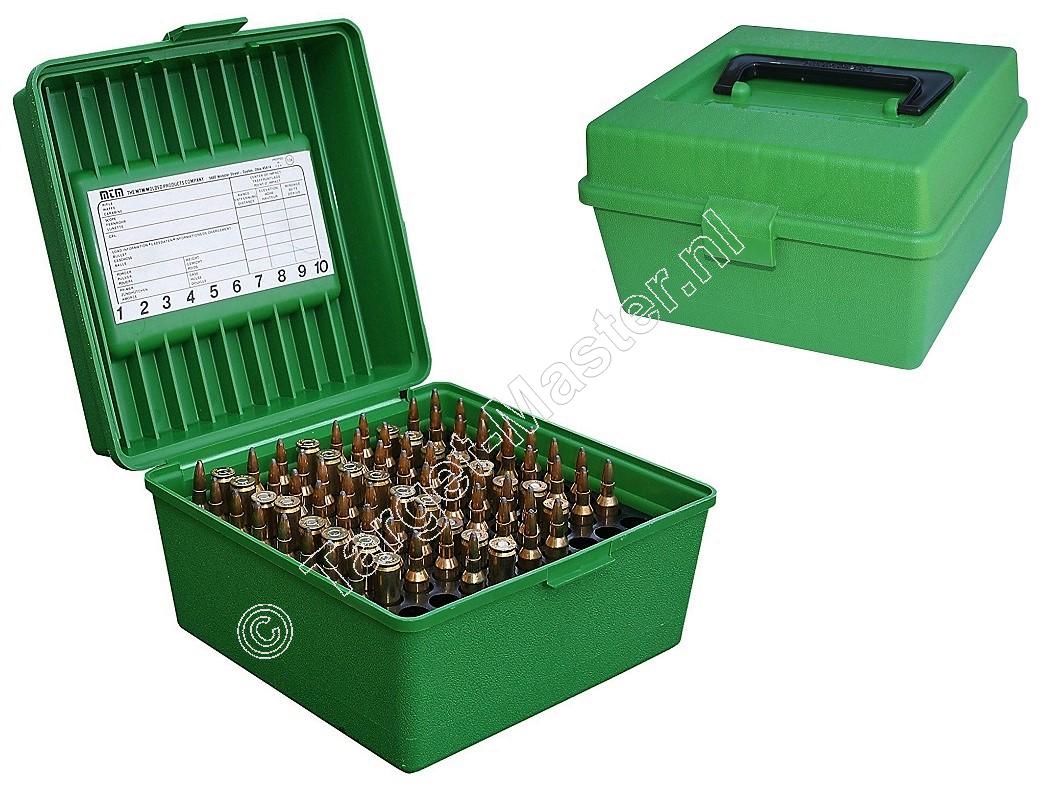 MTM R100 DELUXE Ammo Box GREEN content 100